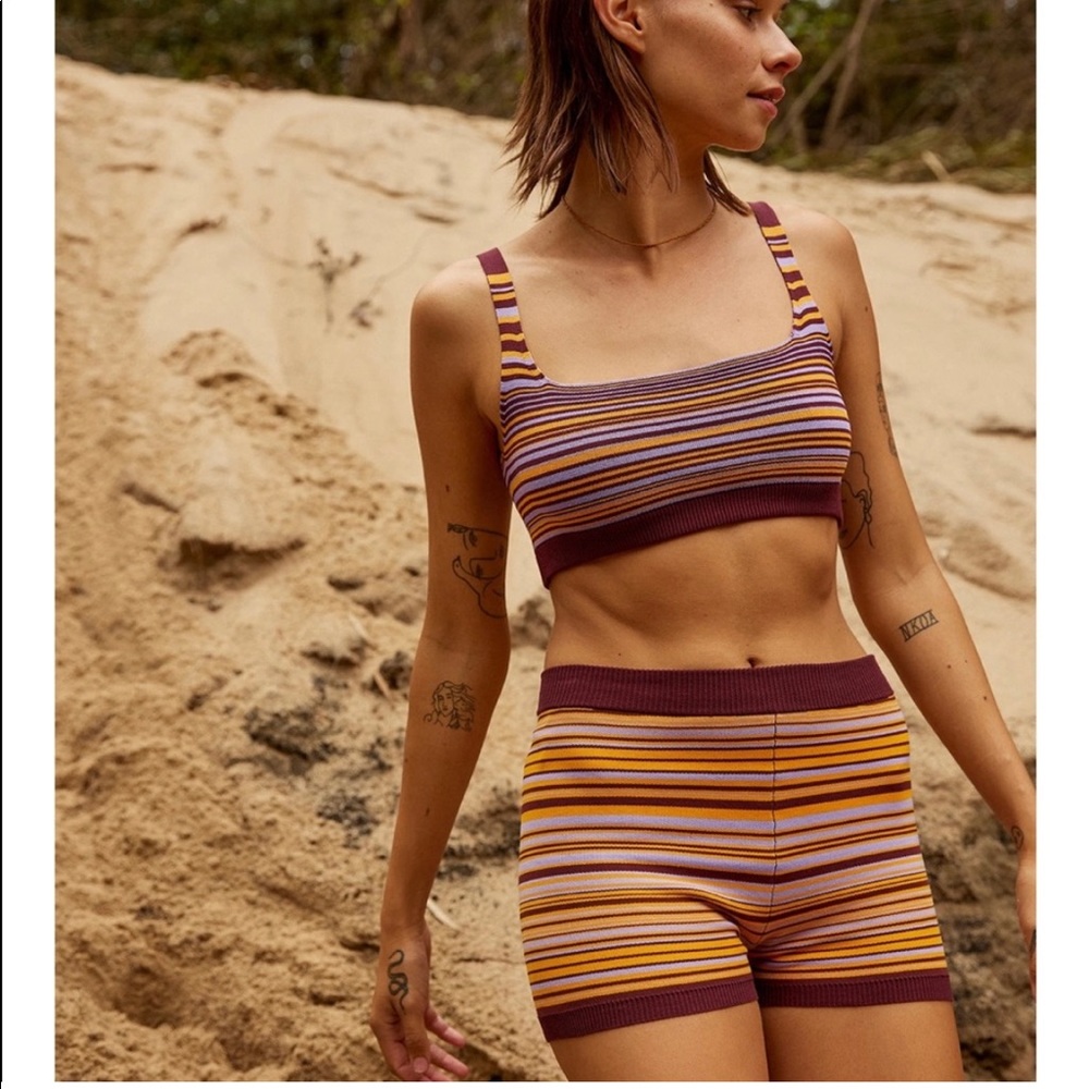 Nagnata Yoni Shorts and Lucid Bra Top Set in Cuba Stripe